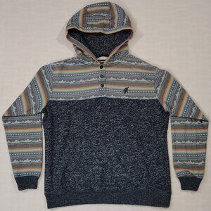 Hooey Jimmy Hoodie Henley Sweatshirt Mens Size Medium Southwest Tribal Navy Blue